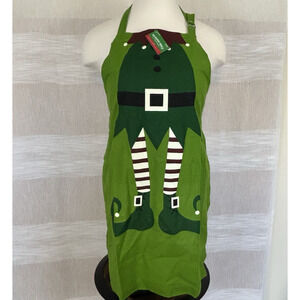 NWT ELF Apron Christmas Holiday Sleigh Bell‎ Bistro 24"x34" Baking Green New